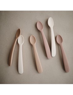 Petites Cuillères Mushie (x2) en silicone souple Crème et... 2