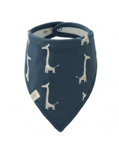 Bavoir bandana Girafes bleu marine en coton bio et éponge