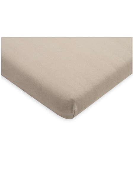 Drap housse en coton Jersey beige nougat 60x120cm