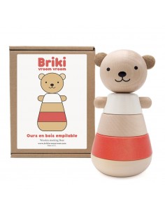 Jouet Ours en bois pyramide empilable Rouge 2