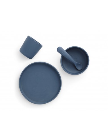 Set de vaisselle 4 pièces en silicone Bleu Lune
