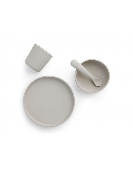 Set de vaisselle 4 pièces en silicone Ivoire Lapin