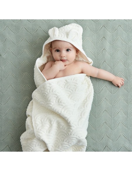 Cape de bain en coton bio Vert Dusty