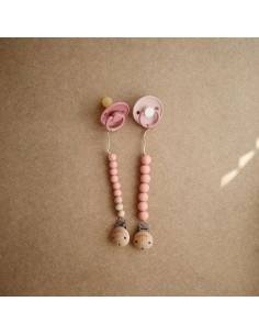 Attache tétine Halo Mushie silicone Rose Powder 2