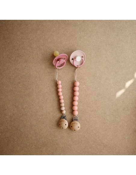 Attache tétine Halo Mushie silicone Rose Powder