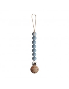 Attache tétine Mushie Halo en perles silicone Bleu ciel...