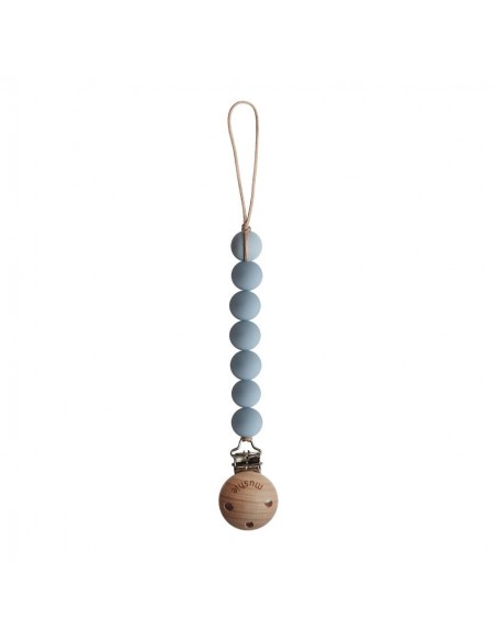 Attache tétine Mushie Halo en perles silicone Bleu ciel Cloud