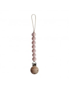 Attache tétine Mushie Halo en perles silicone Rose Blush