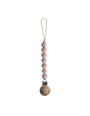 Attache tétine Mushie Halo en perles silicone Rose Blush