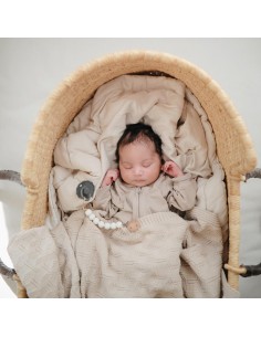 Attache tétine Mushie Halo en perles silicone Rose Blush 2