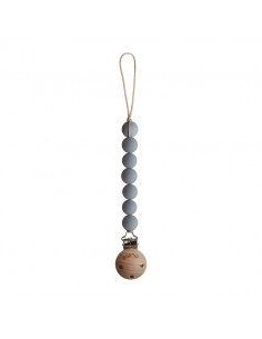 Attache tétine Mushie Halo en perles silicone Gris Stone