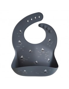 Bavoir souple en silicone Mushie Boats Gris
