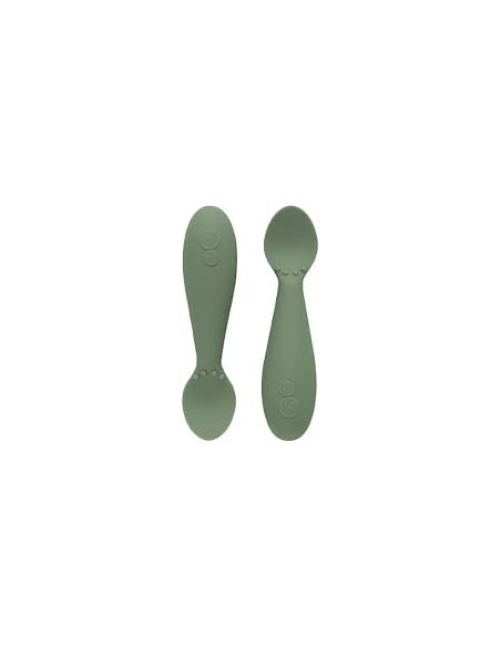 Mini Cuillères (x2) d'apprentissage en silicone souple Vert Olive