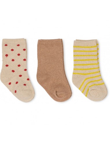 Lot de 3 paires de chaussettes en coton bio Blazing/Macaroon/Red Dot - lurex