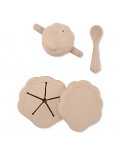 Set repas pour bébé en silicone souple Coquillage Rose...