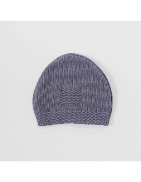 Bonnet Chat en tricot Bleu Orage coton biologique