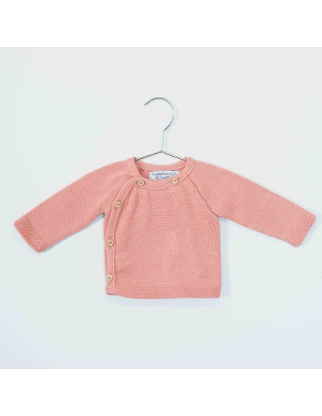 Gilet Brassière Chat 4 boutons en tricot Bouton de Rose 100% Coton biologique