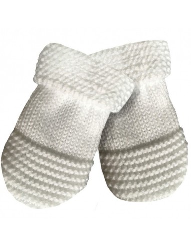 Moufles de naissance en tricot Chat Blanc en coton biologique