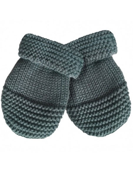 Moufles de naissance en tricot Chat Bleu Orage en coton biologique