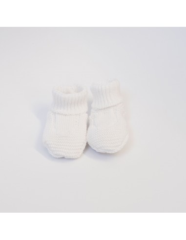 Bottons Chaussons Chat de naissance en tricot Blanc Coton biologique