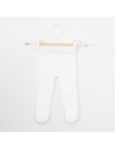 Pantalon avec pieds en tricot en coton biologique blanc