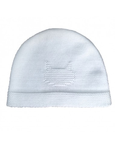 Bonnet Chat en tricot Blanc en coton biologique