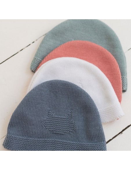 Bonnet Chat en tricot Blanc en coton biologique