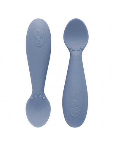 Mini Cuillères (x2) d'apprentissage en silicone souple Bleu Indigo