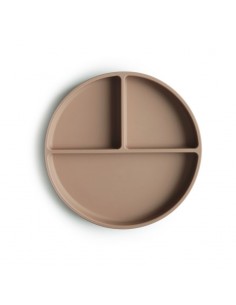 Assiette à compartiments Mushie en silicone souple...