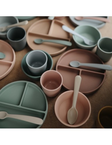 Bol en silicone Mushie anti-glisse Rose Cloudy...