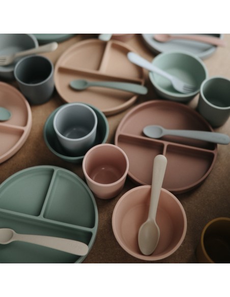 Bol en silicone Mushie anti-glisse Rose Cloudy Mauve