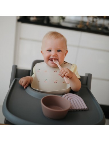 Bol en silicone Mushie anti-glisse Rose Cloudy...