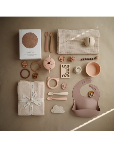 Bol en silicone Mushie anti-glisse Rose Cloudy...