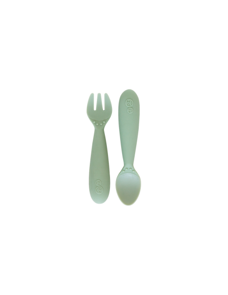 Mini Couverts Cuillère + Fourchette Vert Amande