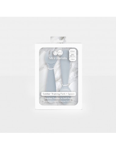 Mini Couverts Cuillère + Fourchette Gris clair