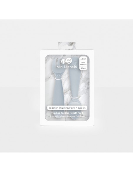 Mini Couverts Cuillère + Fourchette Gris clair