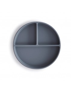 Assiette à compartiments Mushie en silicone souple...