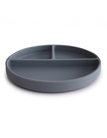 Assiette à compartiments Mushie en silicone souple anti-glisse Bleu Tradewinds