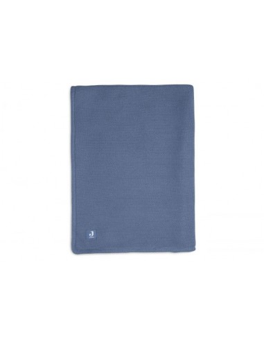 Couverture en maille tricotée et polaire Blue Jean 75x100cm