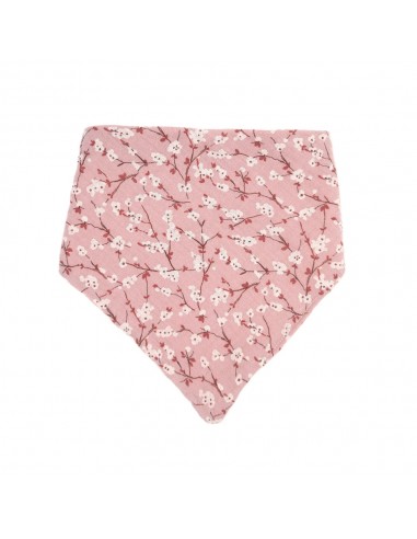 Bavoir Bandana Fleuri Vieux Rose en coton et bambou biologique