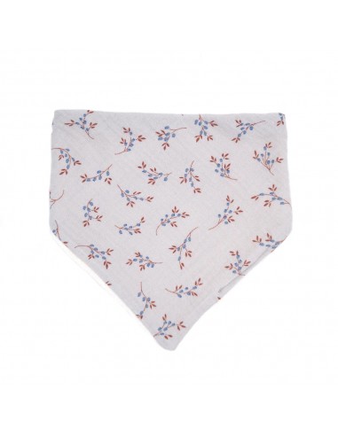 Bavoir Bandana Fleuri Gris en coton et bambou biologique