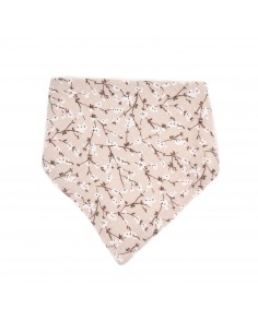 Bavoir Bandana Fleuri Beige en coton et bambou biologique