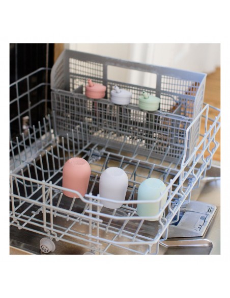 Gobelet avec paille d'apprentissage en silicone souple Bleu