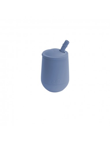 Gobelet avec paille d'apprentissage en silicone souple Bleu