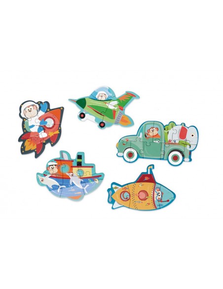 Boîte de 5 Puzzles Véhicules