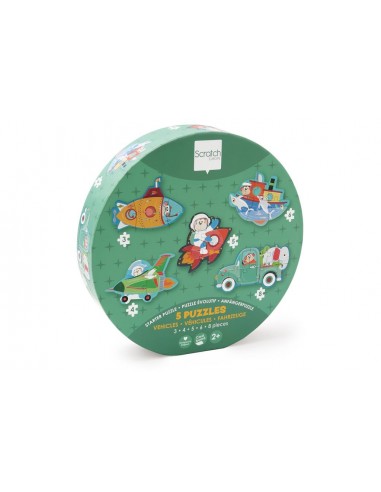 Boîte de 5 Puzzles Véhicules