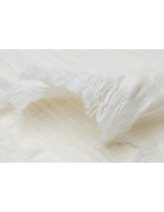 Couverture à frange en mousseline de coton bio écrue... 2
