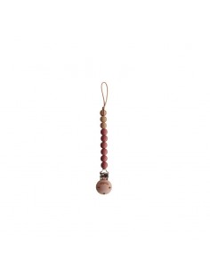 Attache tétine Eva en perles silicone Redwood Bois de rose