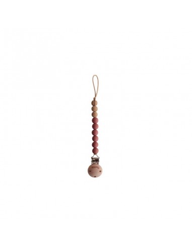 Attache tétine Eva en perles silicone Redwood Bois de rose