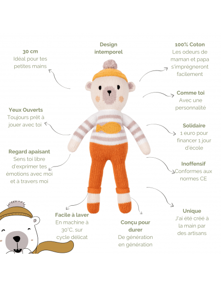 Doudou Ours polaire Yaruc Ecru LeroLero - Doudou émotionnel & solidaire